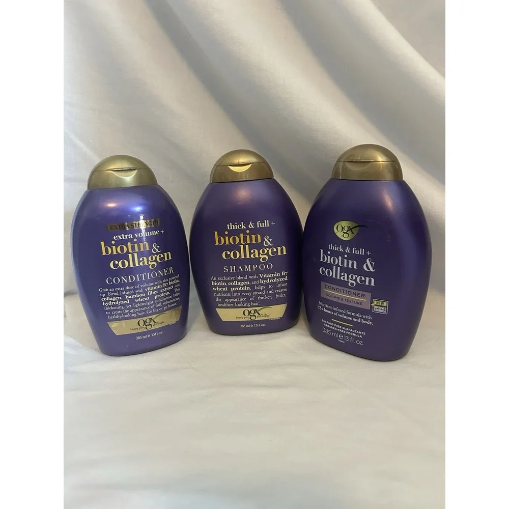 OGX Thick & Full +‎ Biotin & Collagen SHAMPOO & CONDITIONER Bottle, 13 fl oz Set